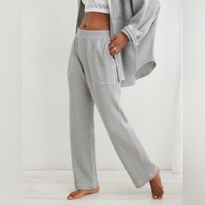 Aerie gray straight leg waffle knit sweatpants